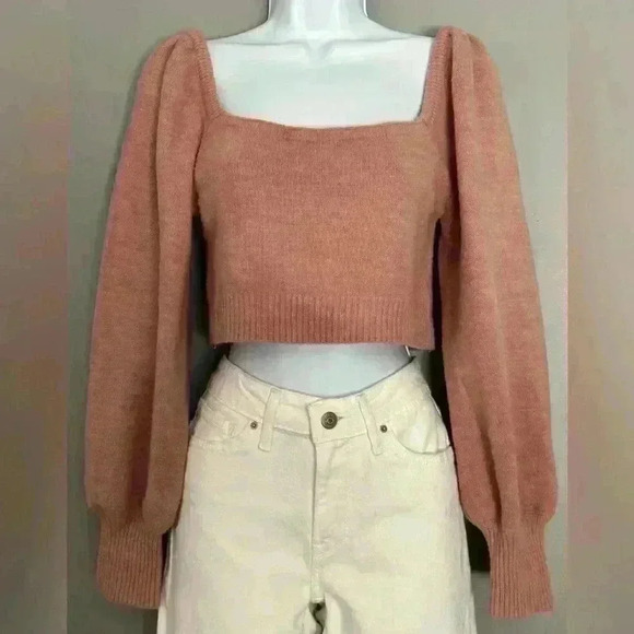 Mimosa Sweater Long Sleeve Cropped Top (457) - Picture 1 of 12